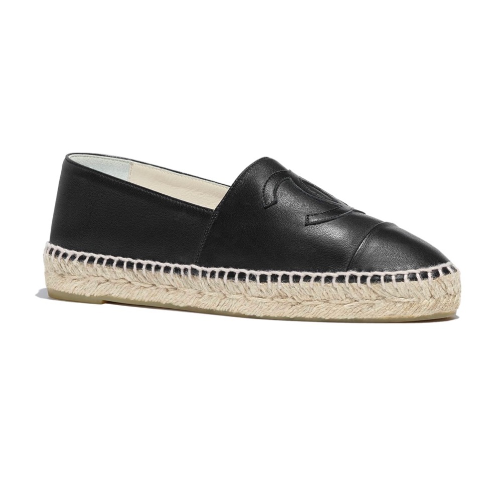 Chanel lambskin Black espadrilles 37 / 7B